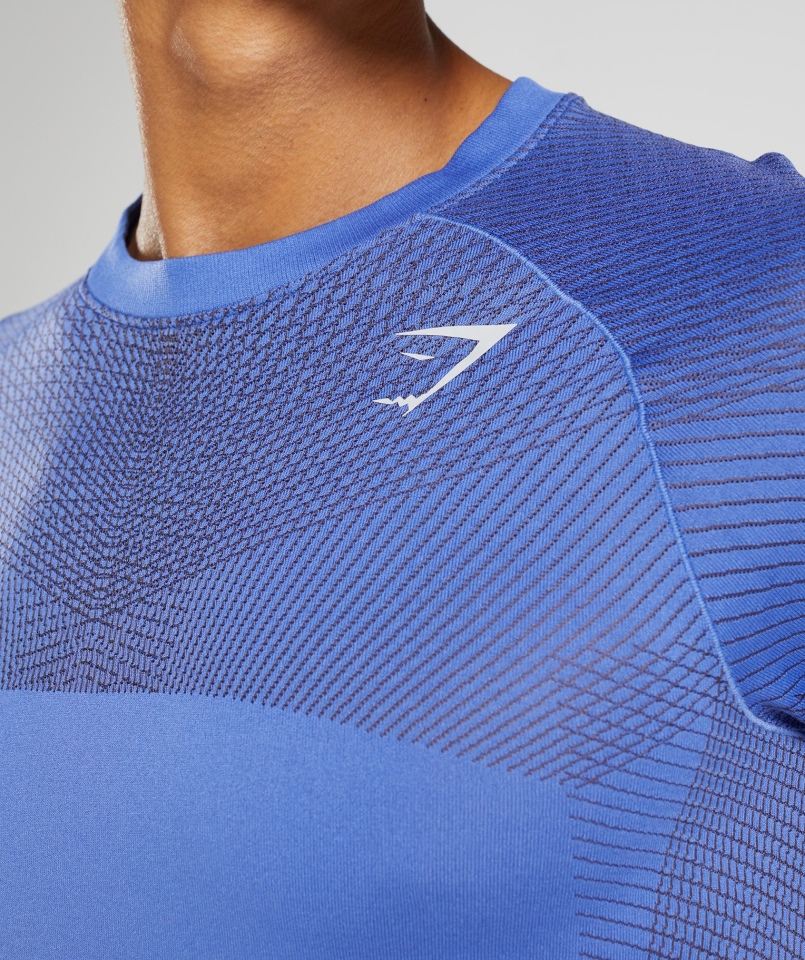 Gymshark Apex Bezszwowa Koszulka Kort Niebiesko-onyksowy Szary