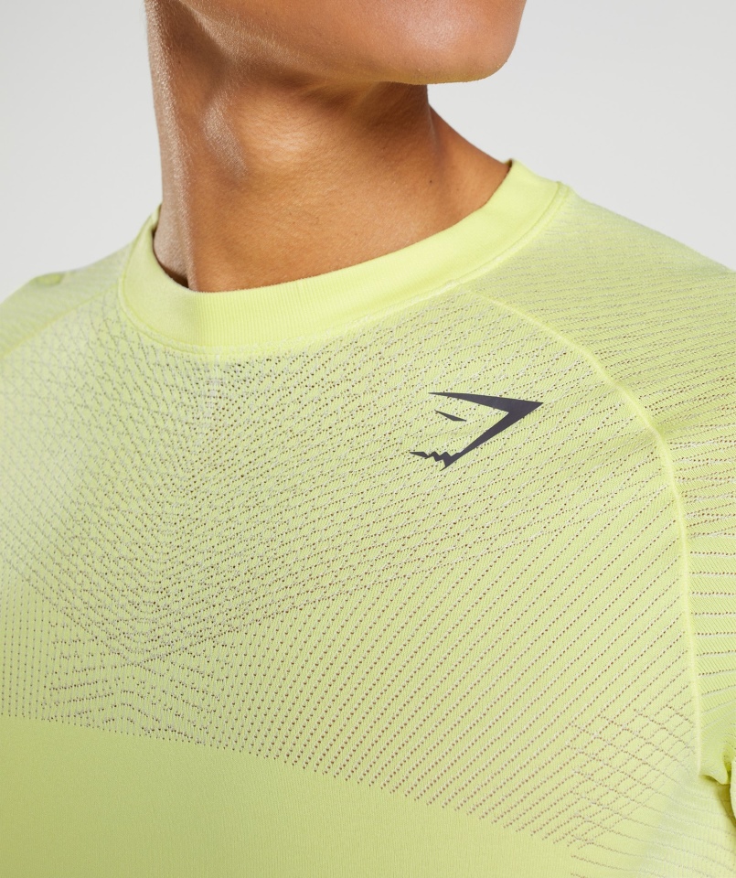 Gymshark Apex Bezszwowa Koszulka Firefly Zielono-biała