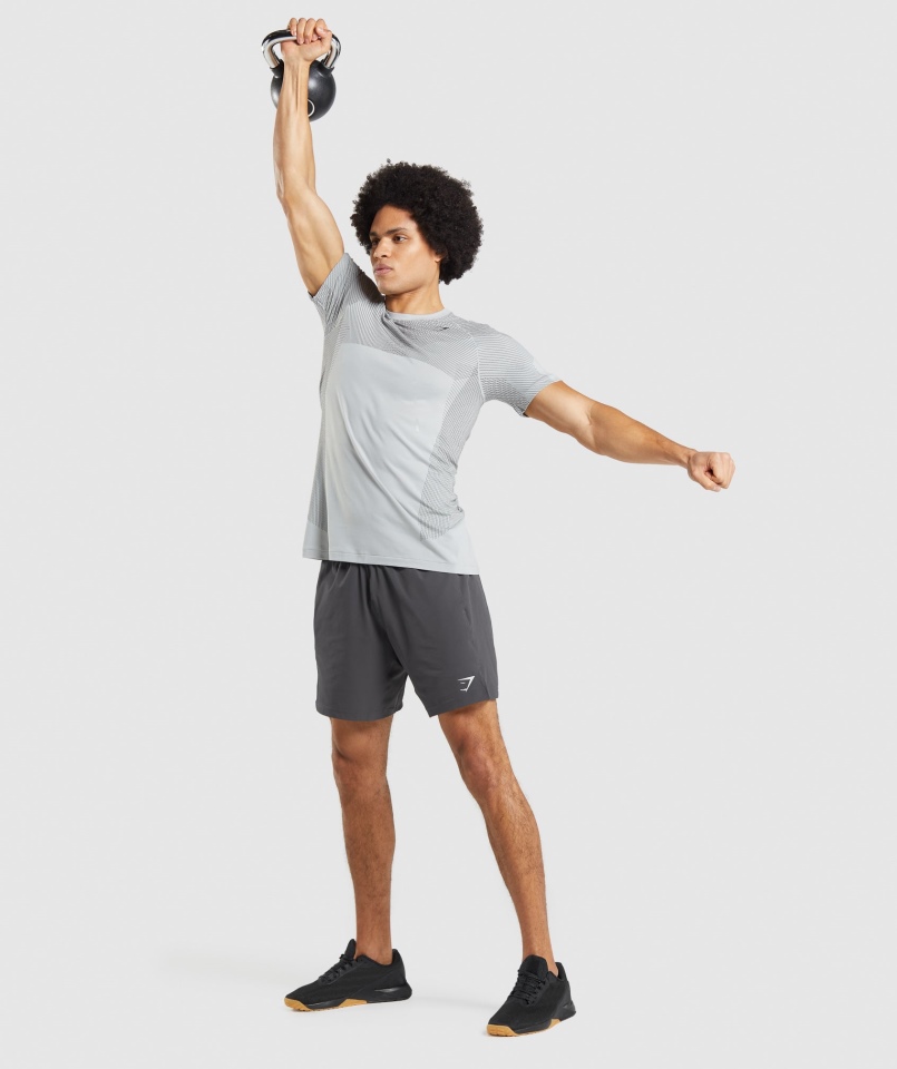 Gymshark Apex Bezszwowa Koszulka Jasnoszara-onyksowa Szara