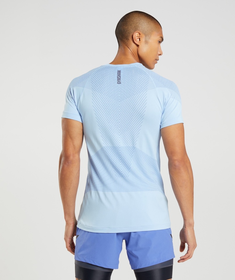 Gymshark Apex Bezszwowy T-shirt Lniany Niebieski-court Niebieski