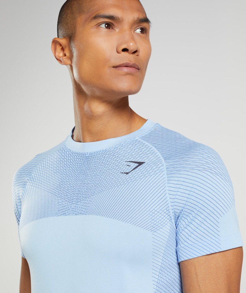 Gymshark Apex Bezszwowy T-shirt Lniany Niebieski-court Niebieski