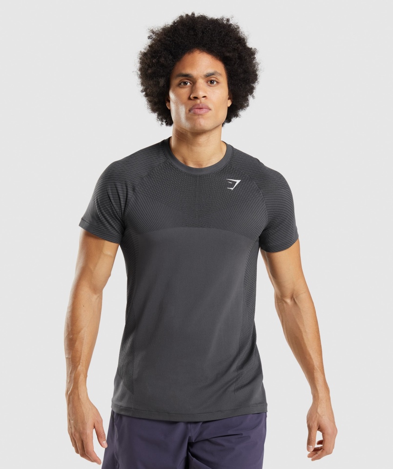 Gymshark Apex Bezszwowa Koszulka Onyks Szaro-czarna