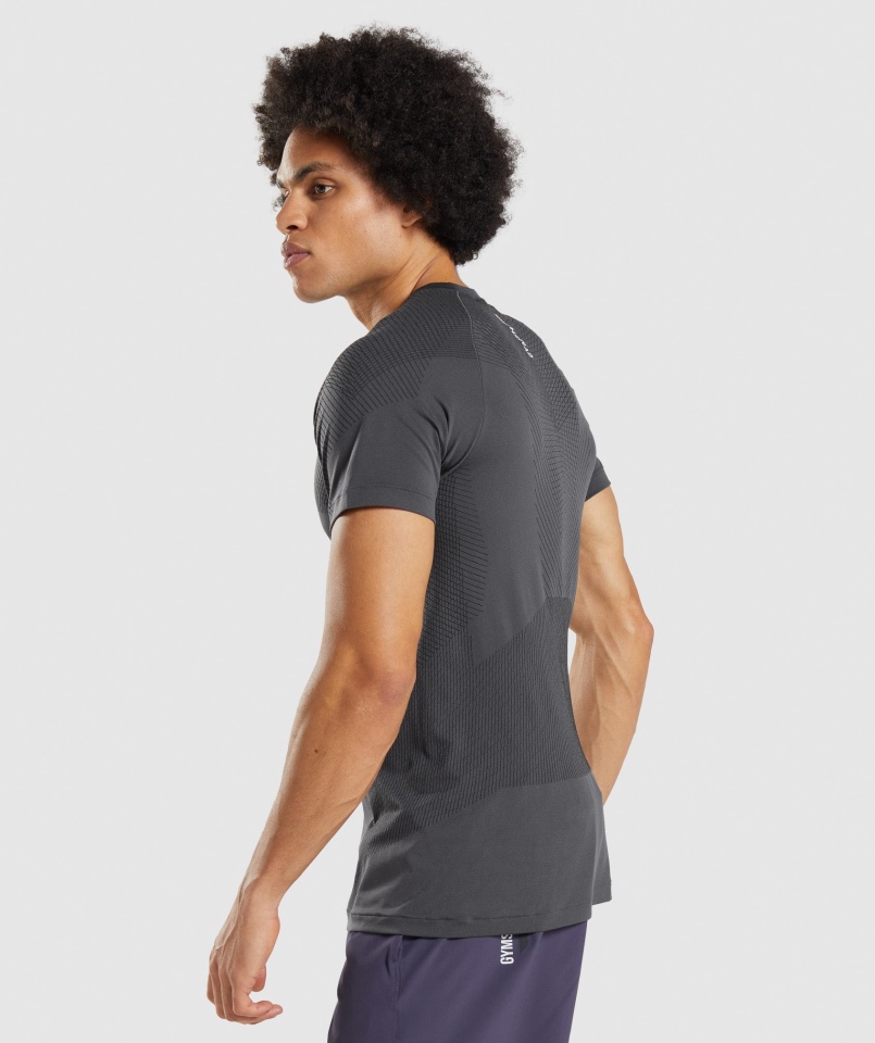Gymshark Apex Bezszwowa Koszulka Onyks Szaro-czarna