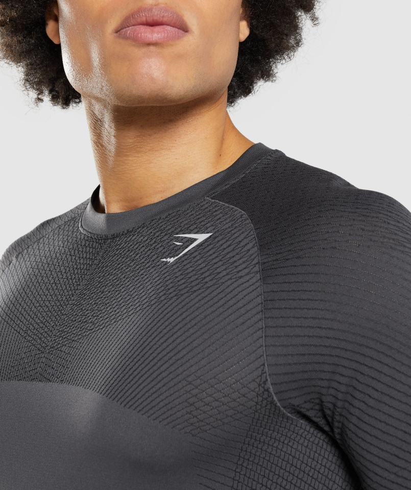Gymshark Apex Bezszwowa Koszulka Onyks Szaro-czarna