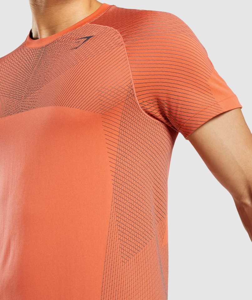 Gymshark Apex Bezszwowa Koszulka Papaja Pomarańczowo-onyksowo-szara