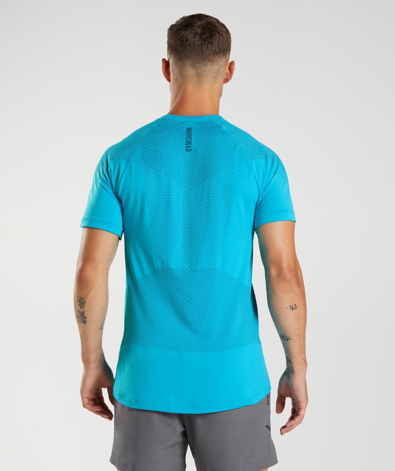 Gymshark Apex Bezszwowa Koszulka Shark Niebiesko-atlantic Blue