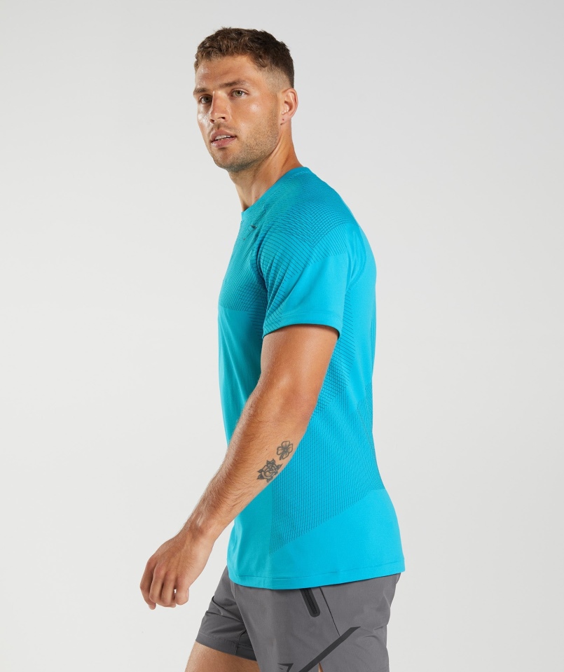 Gymshark Apex Bezszwowa Koszulka Shark Niebiesko-atlantic Blue