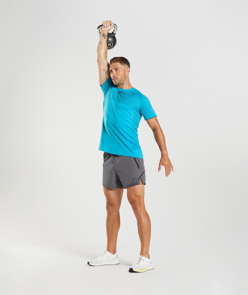 Gymshark Apex Bezszwowa Koszulka Shark Niebiesko-atlantic Blue