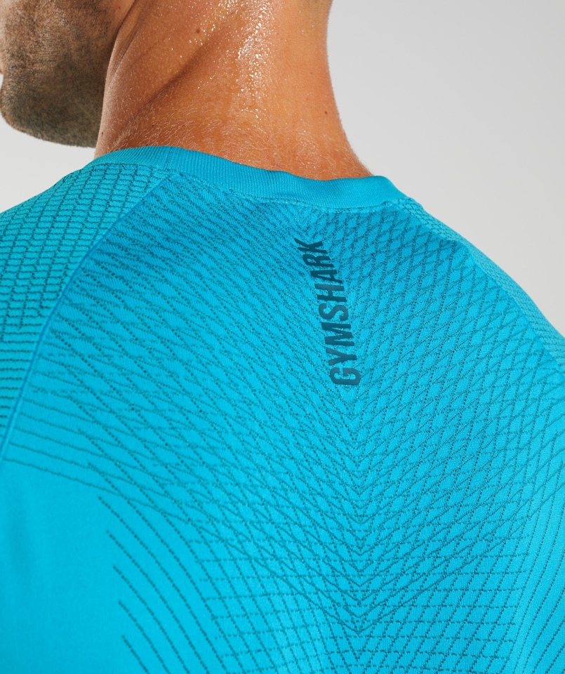 Gymshark Apex Bezszwowa Koszulka Shark Niebiesko-atlantic Blue