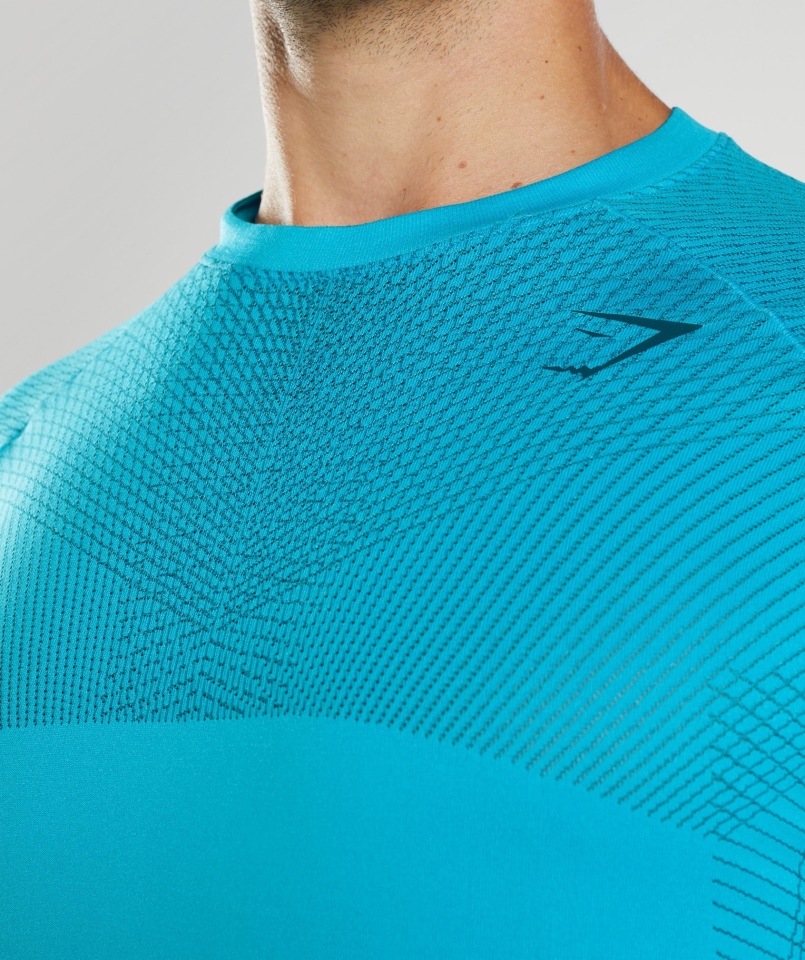 Gymshark Apex Bezszwowa Koszulka Shark Niebiesko-atlantic Blue