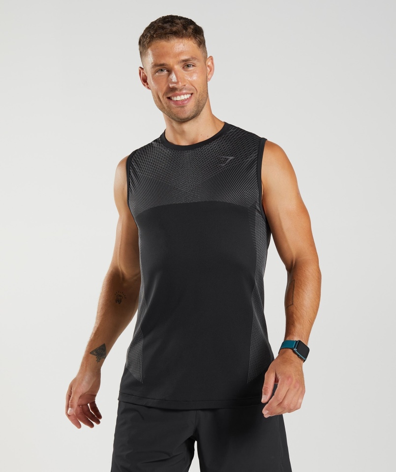 Gymshark Apex Bezszwowa Koszulka Czarno-sylwetka Szara