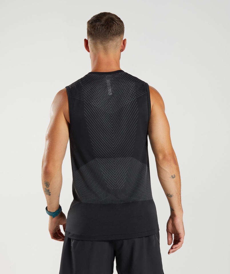 Gymshark Apex Bezszwowa Koszulka Czarno-sylwetka Szara