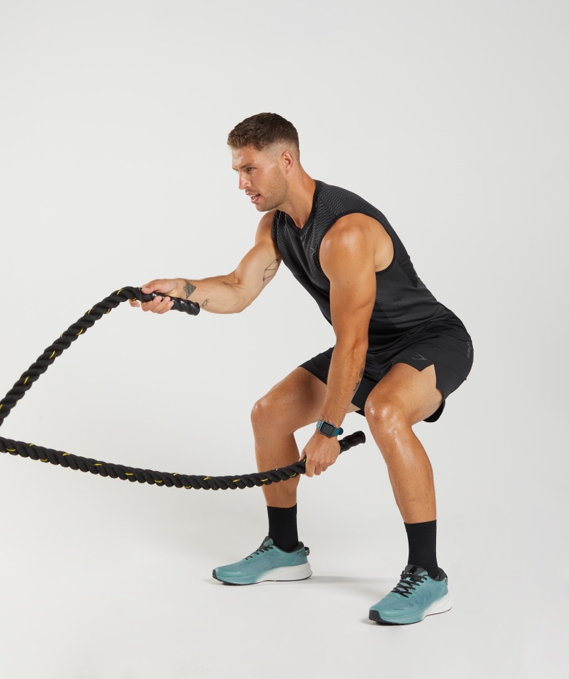 Gymshark Apex Bezszwowa Koszulka Czarno-sylwetka Szara