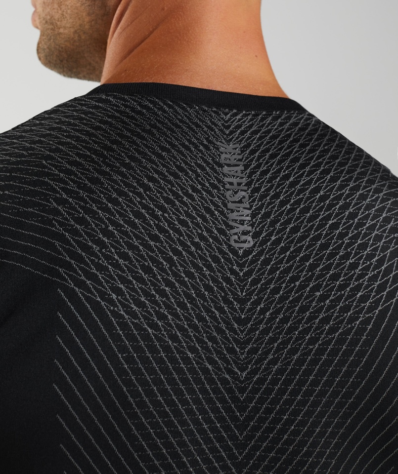 Gymshark Apex Bezszwowa Koszulka Czarno-sylwetka Szara