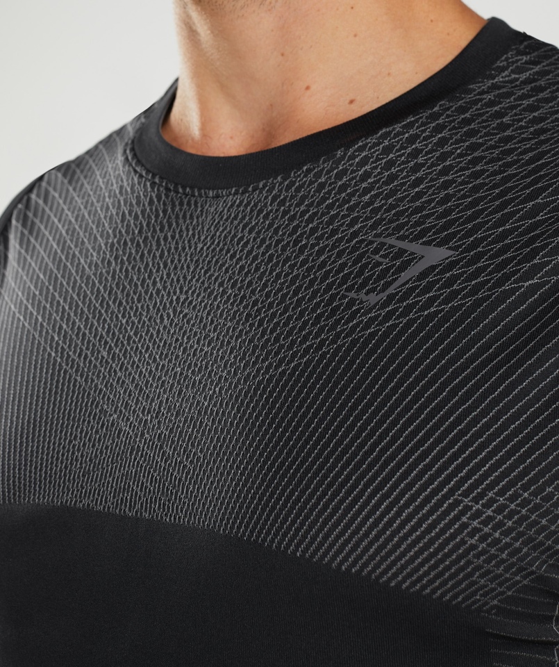 Gymshark Apex Bezszwowa Koszulka Czarno-sylwetka Szara