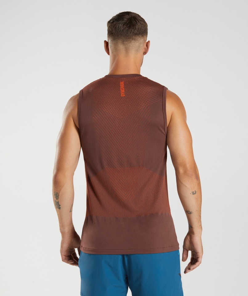 Gymshark Apex Bezszwowy Zbiornik Wiśniowy Brązowo-pieprzowy Czerwony