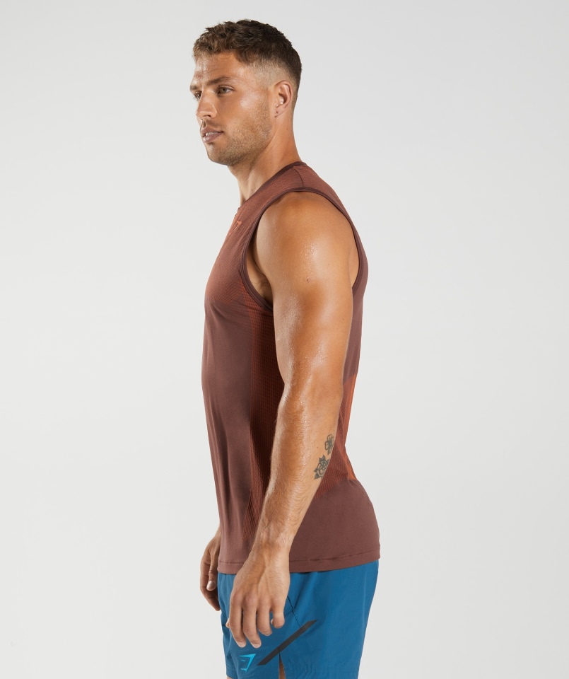 Gymshark Apex Bezszwowy Zbiornik Wiśniowy Brązowo-pieprzowy Czerwony