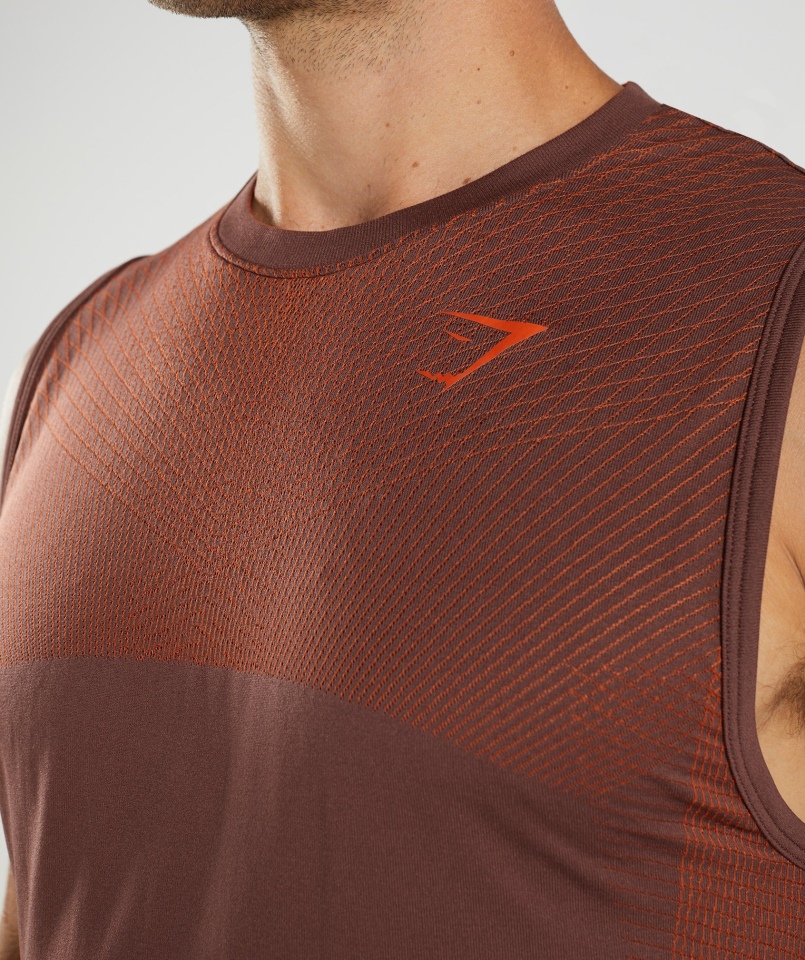 Gymshark Apex Bezszwowy Zbiornik Wiśniowy Brązowo-pieprzowy Czerwony