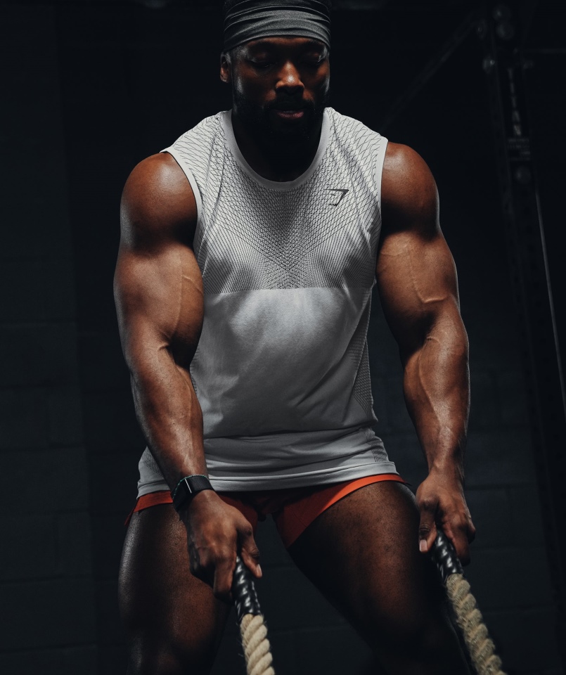Gymshark Apex Bezszwowy Zbiornik Jasnoszary-onyksowy Szary