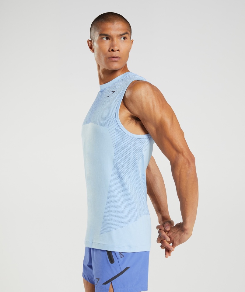 Gymshark Apex Bezszwowa Lniana Koszulka Niebieska-kortowa Niebieska