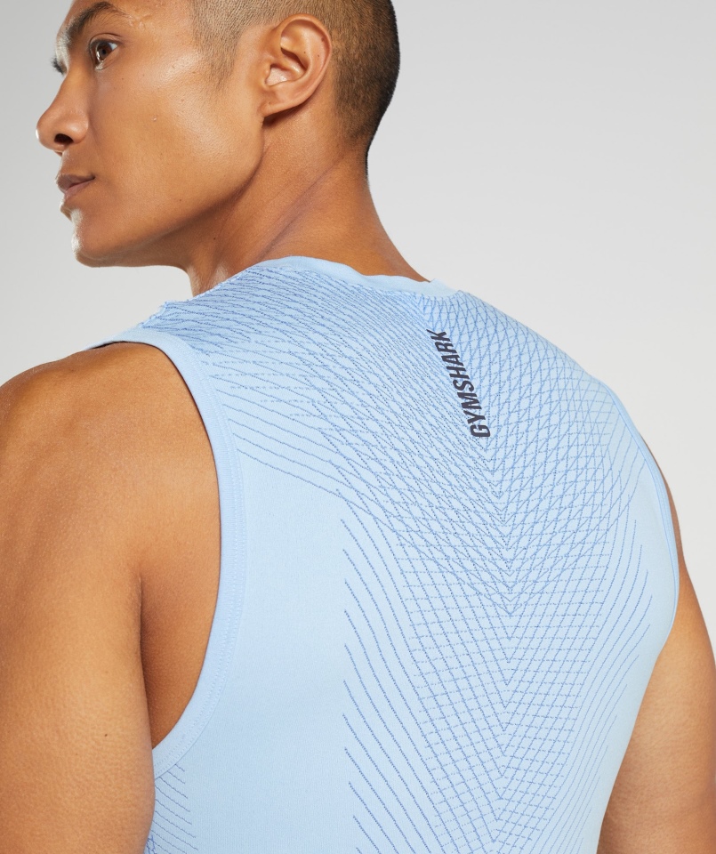 Gymshark Apex Bezszwowa Lniana Koszulka Niebieska-kortowa Niebieska