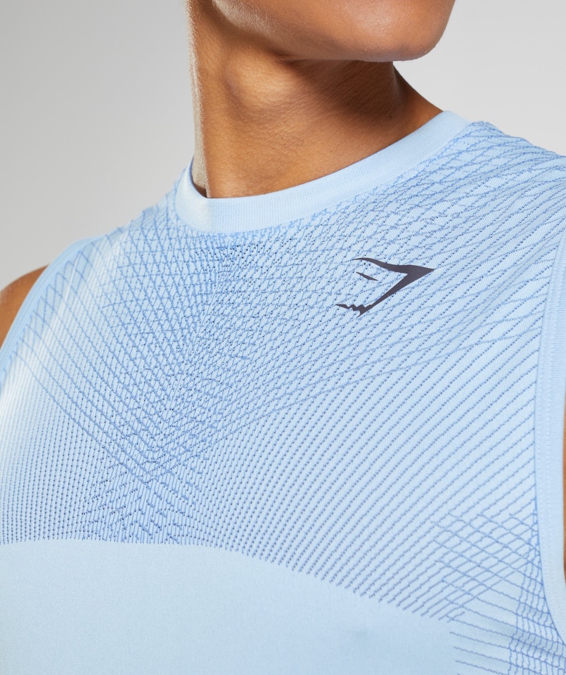 Gymshark Apex Bezszwowa Lniana Koszulka Niebieska-kortowa Niebieska