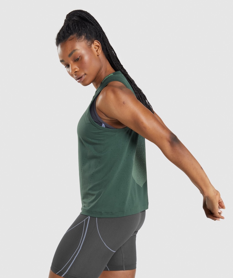 Gymshark Apex Seamless Tank Obsydian Zielono-ogórkowy Zielony