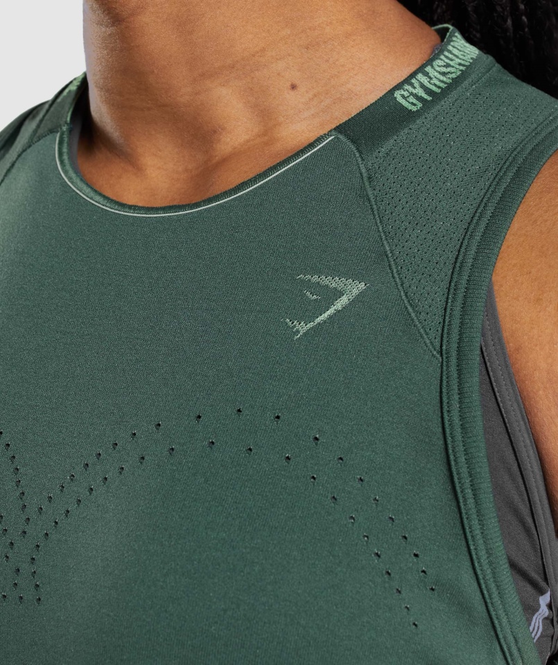 Gymshark Apex Seamless Tank Obsydian Zielono-ogórkowy Zielony