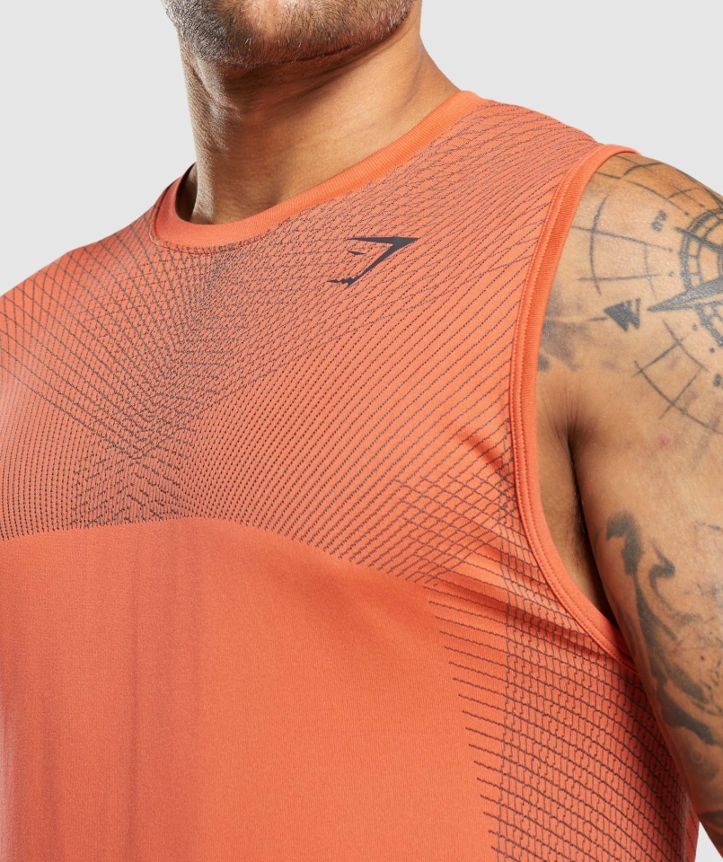 Gymshark Apex Seamless Tank Papaja Pomarańczowo-onyksowy Szary
