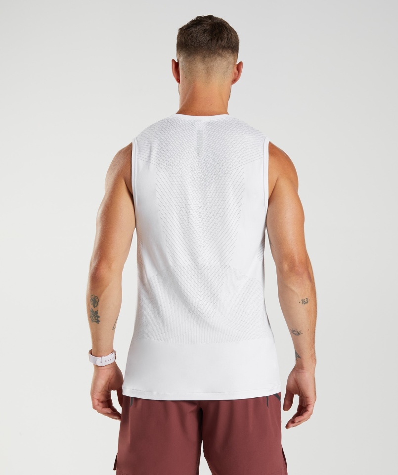 Gymshark Apex Bezszwowy Zbiornik Biało-jasnoszary