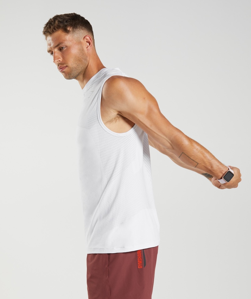 Gymshark Apex Bezszwowy Zbiornik Biało-jasnoszary