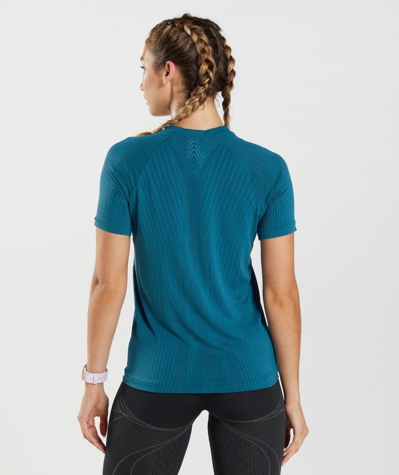 Gymshark Wierzchołek Bezszwowy Top Atlantic Blue-shark Blue
