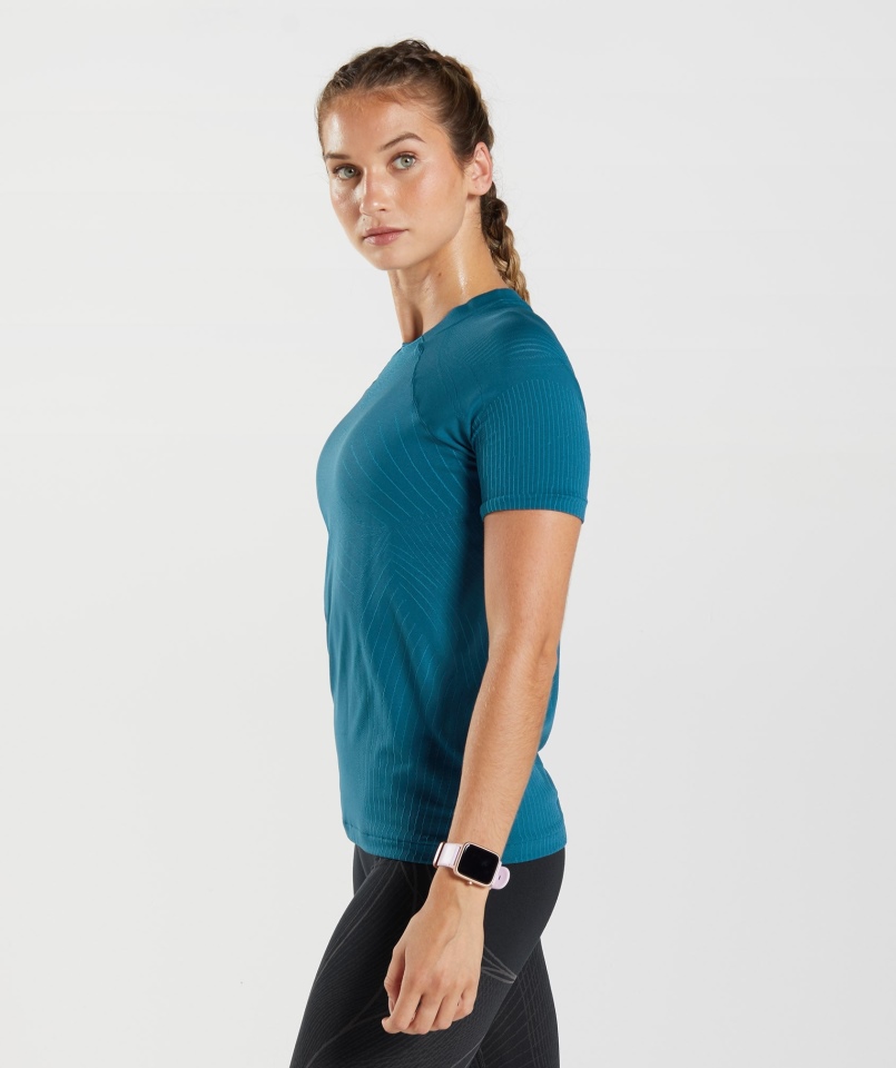 Gymshark Wierzchołek Bezszwowy Top Atlantic Blue-shark Blue