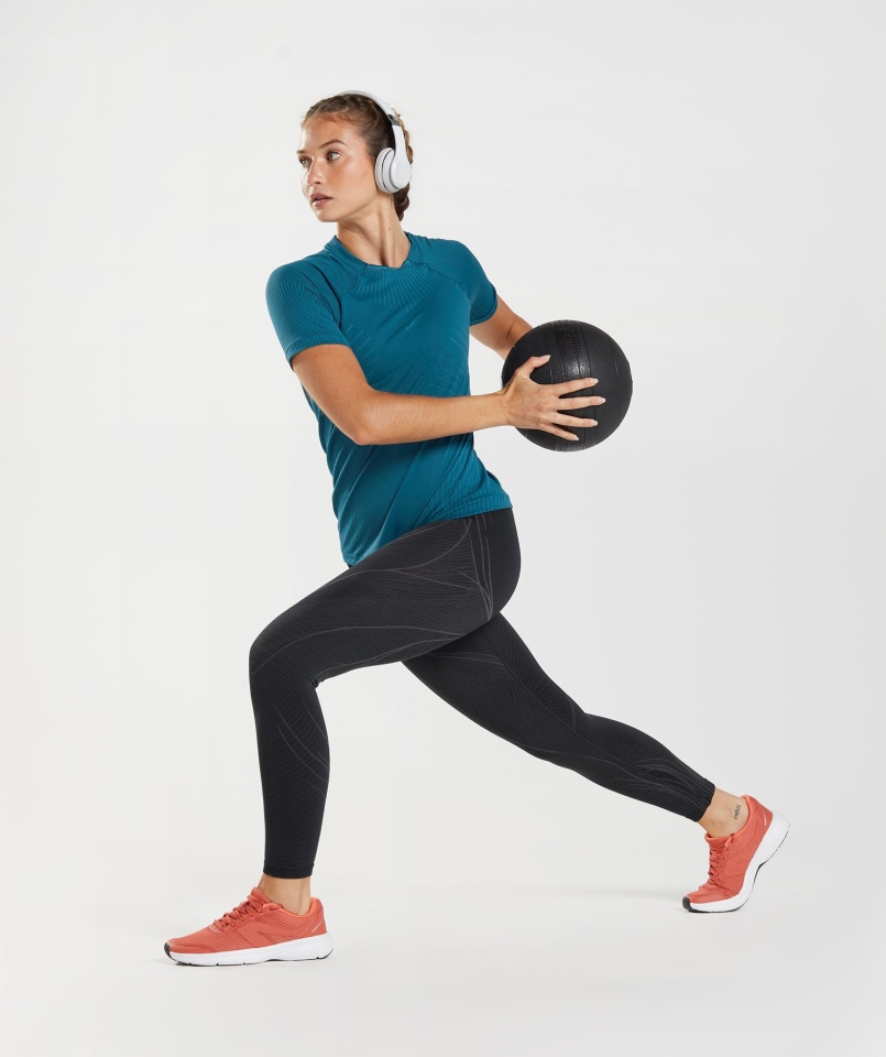 Gymshark Wierzchołek Bezszwowy Top Atlantic Blue-shark Blue
