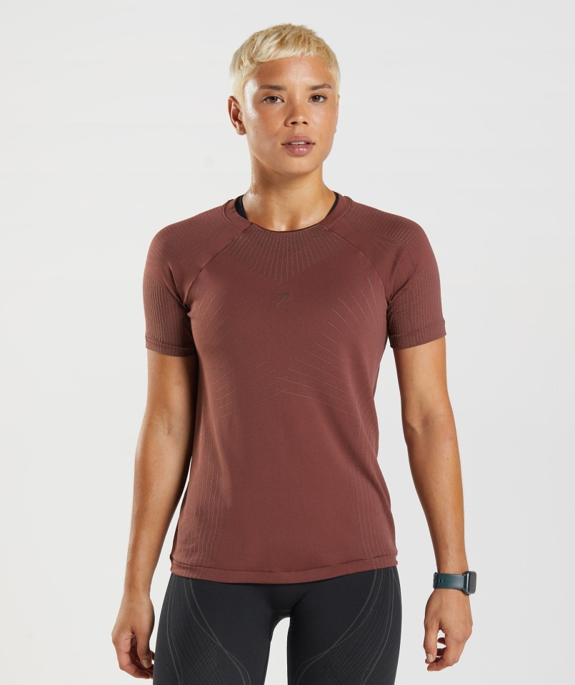 Gymshark Wierzchołek Bezszwowy Top Wiśniowy Brązowo-truflowy Brązowy