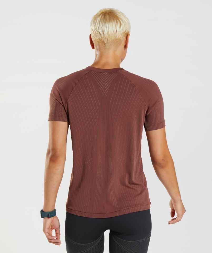 Gymshark Wierzchołek Bezszwowy Top Wiśniowy Brązowo-truflowy Brązowy