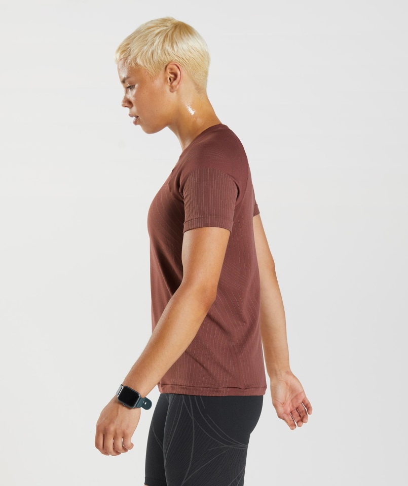 Gymshark Wierzchołek Bezszwowy Top Wiśniowy Brązowo-truflowy Brązowy