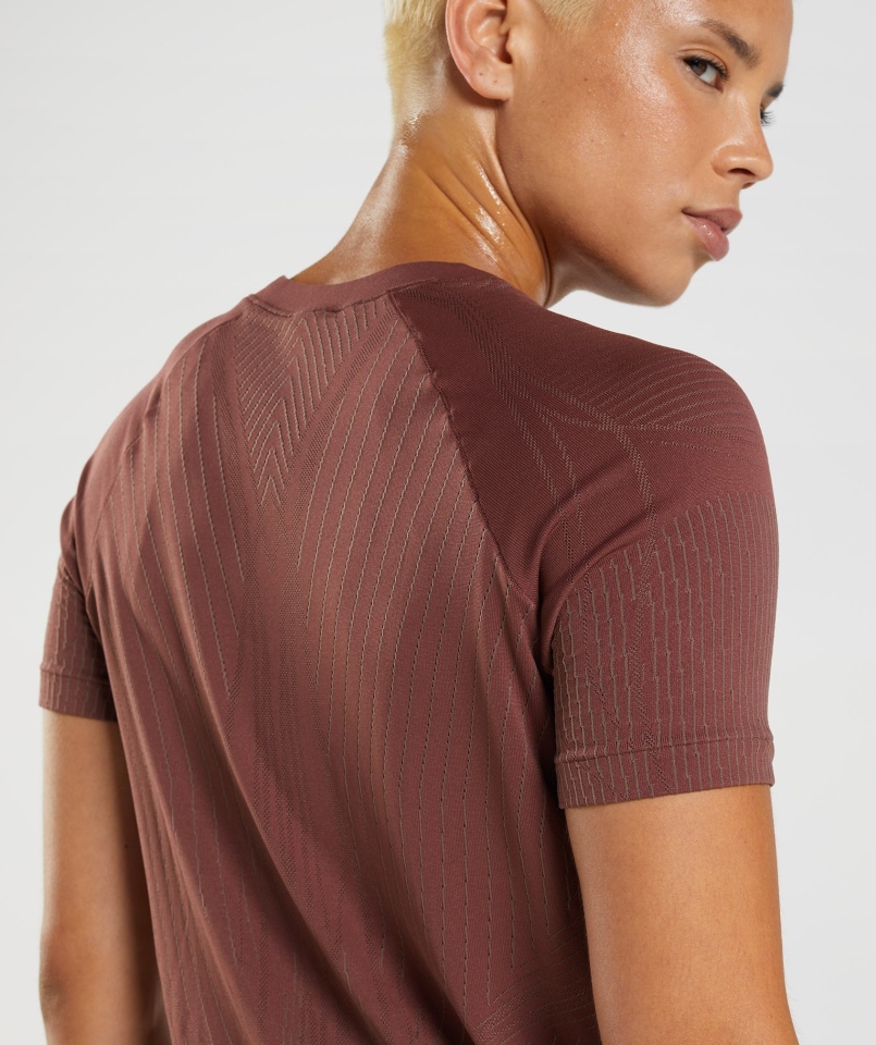Gymshark Wierzchołek Bezszwowy Top Wiśniowy Brązowo-truflowy Brązowy