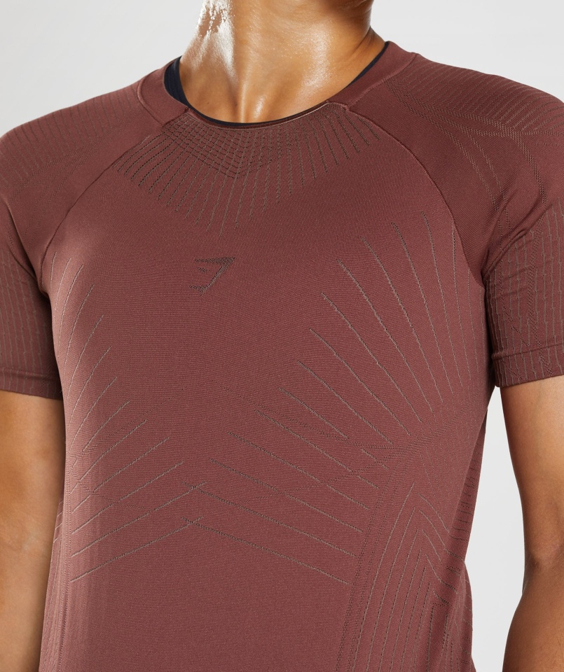 Gymshark Wierzchołek Bezszwowy Top Wiśniowy Brązowo-truflowy Brązowy