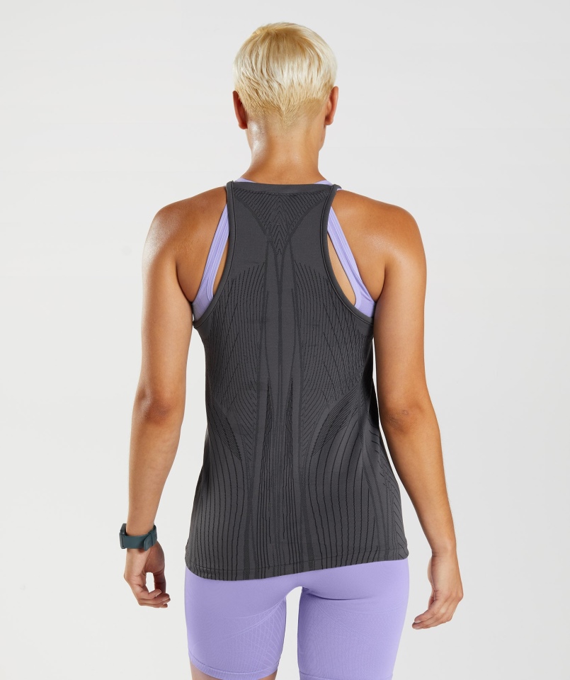 Gymshark Apex Seamless Damski Tank Onyks Szaro-czarny