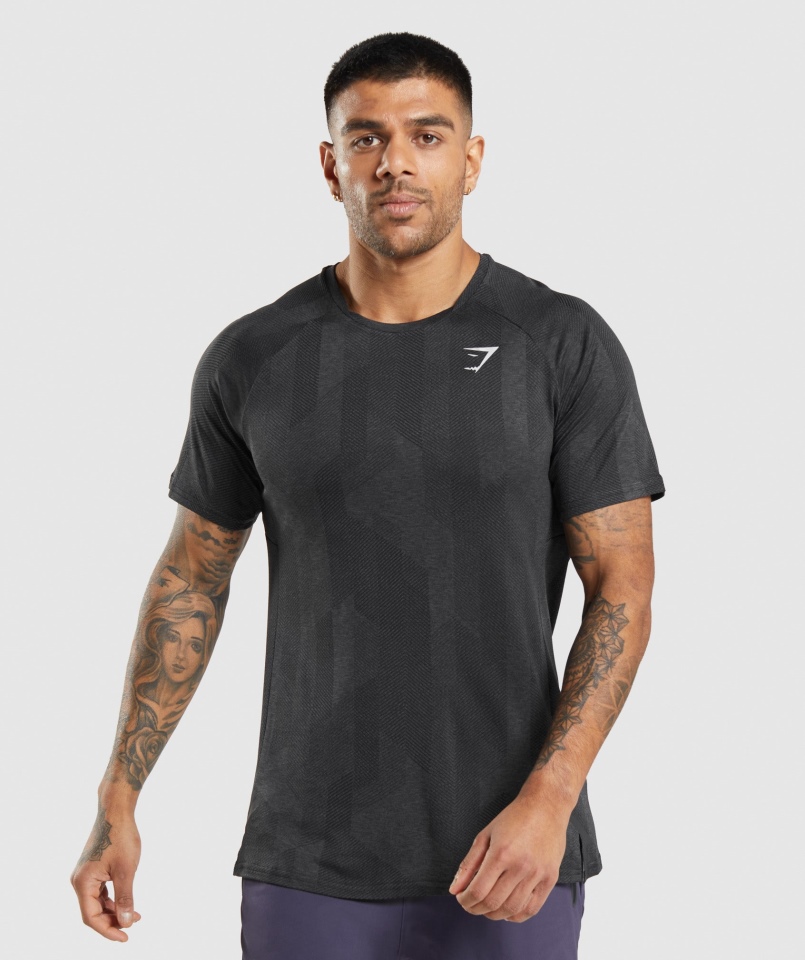 Koszulka Gymshark Apex Czarno-onyksowo-szara