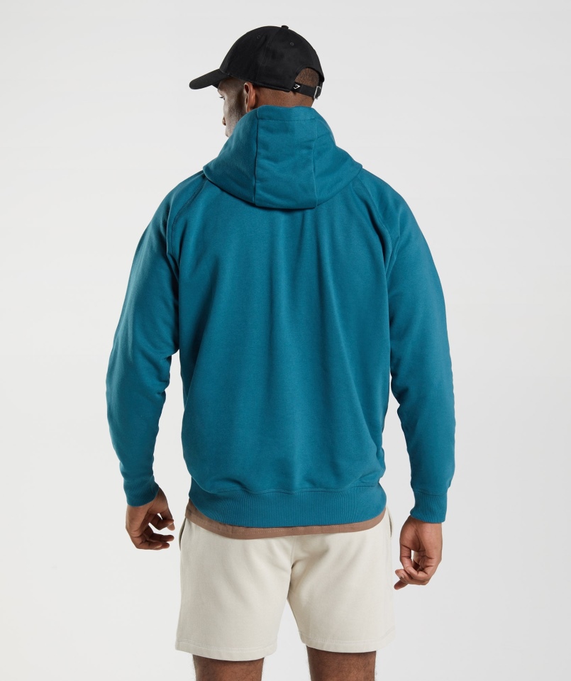 Gymshark Apollo Bluza Z Kapturem Niebieski Atlantyk