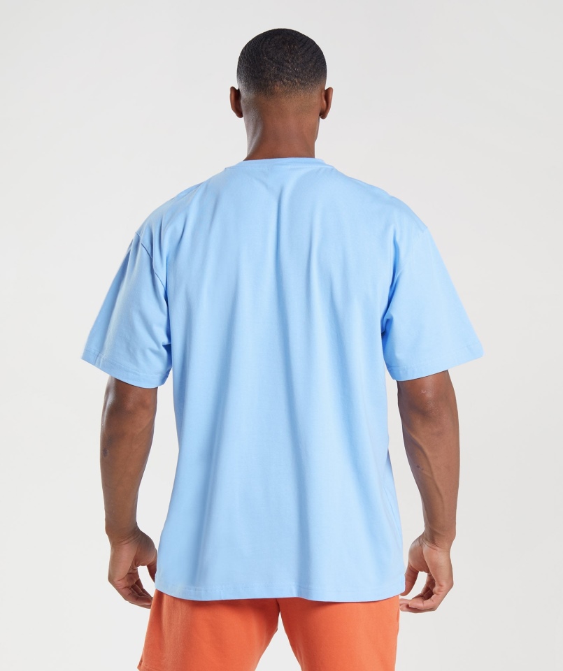 Gymshark Apollo T-shirt Z Wypełnieniem Oversize Moonstone Niebieski