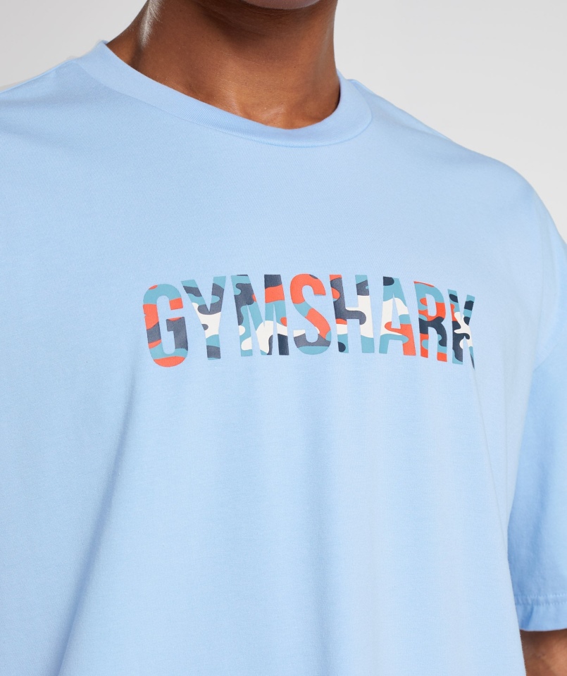 Gymshark Apollo T-shirt Z Wypełnieniem Oversize Moonstone Niebieski