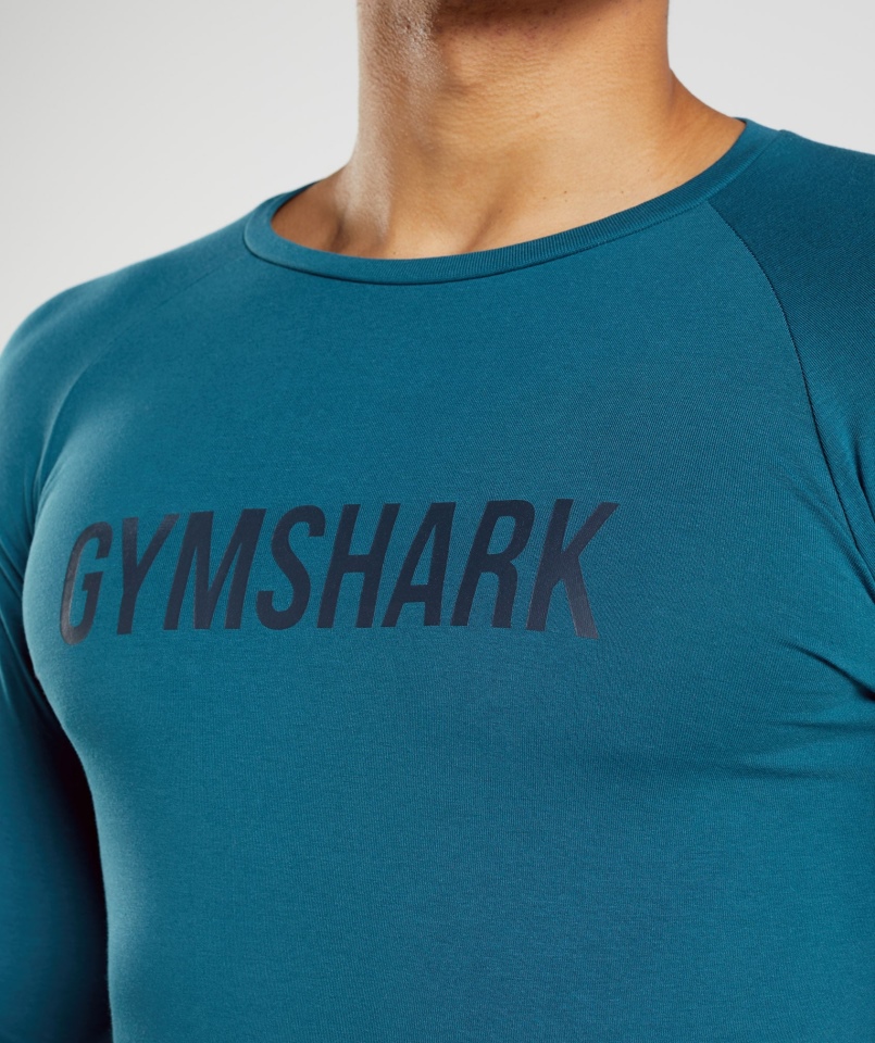 Gymshark Apollo Koszulka Z Długim Rękawem Atlantic Blue