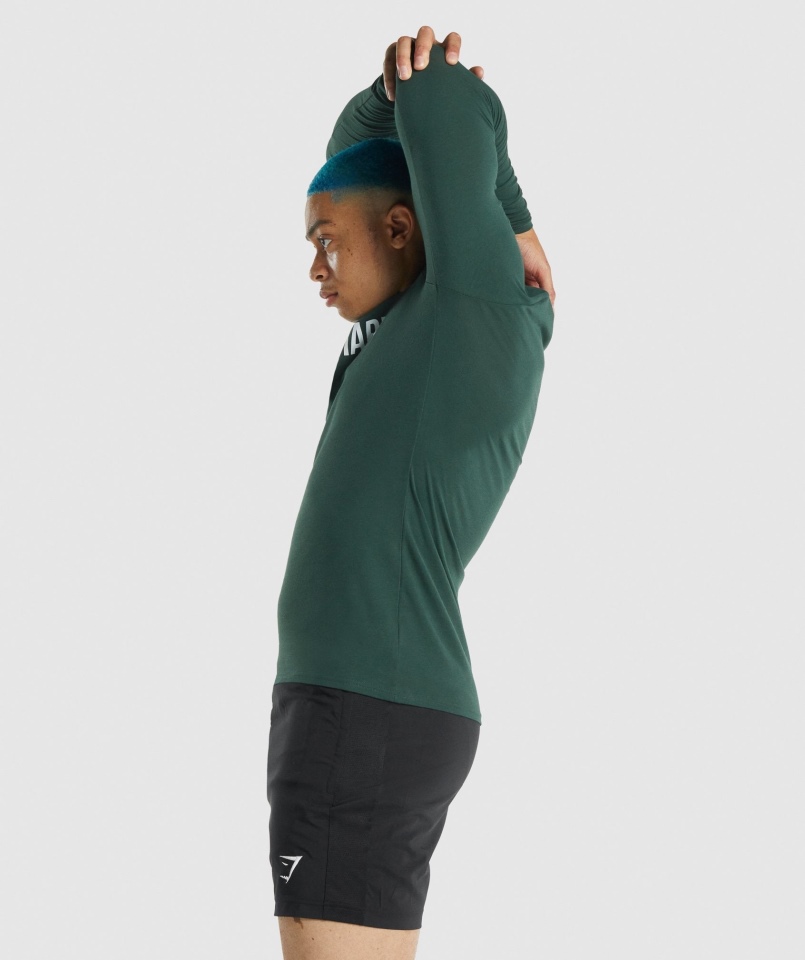 Gymshark Apollo Koszulka Z Długim Rękawem Ciemnozielona