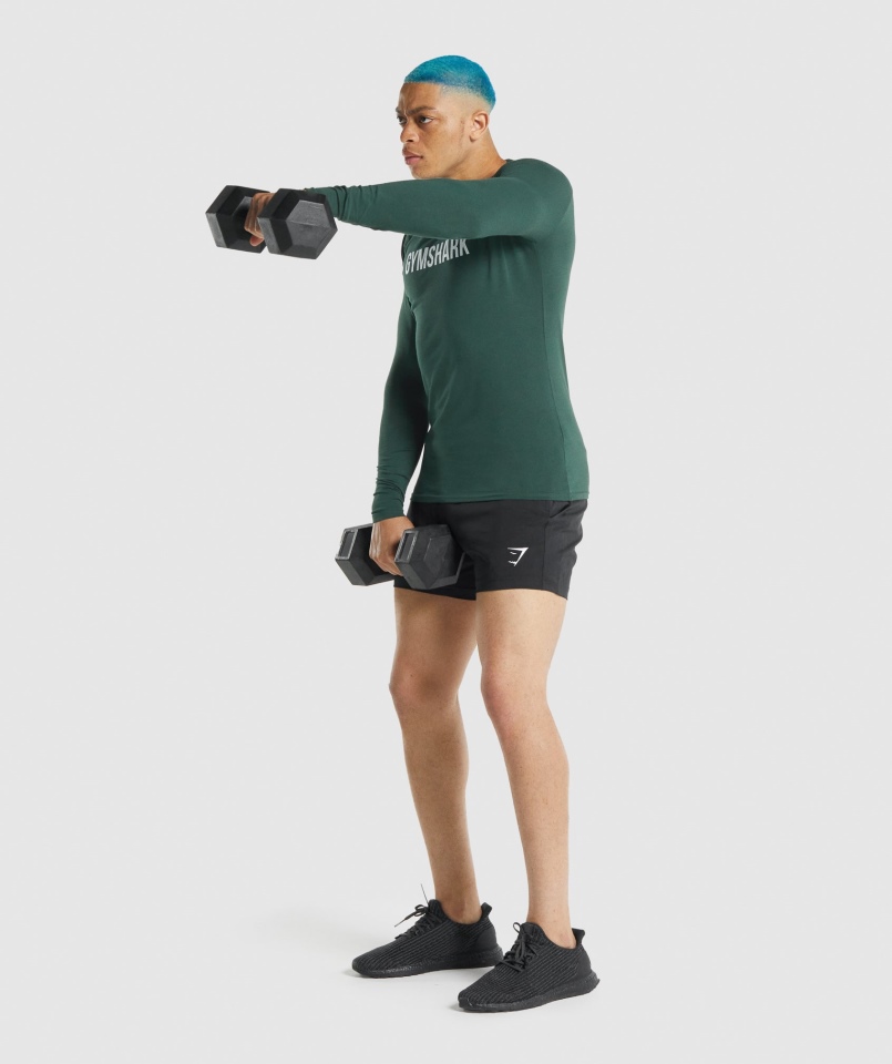 Gymshark Apollo Koszulka Z Długim Rękawem Ciemnozielona