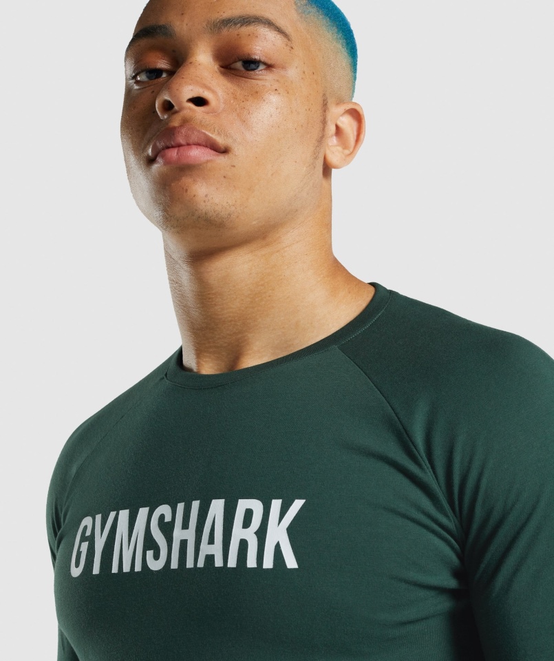 Gymshark Apollo Koszulka Z Długim Rękawem Ciemnozielona