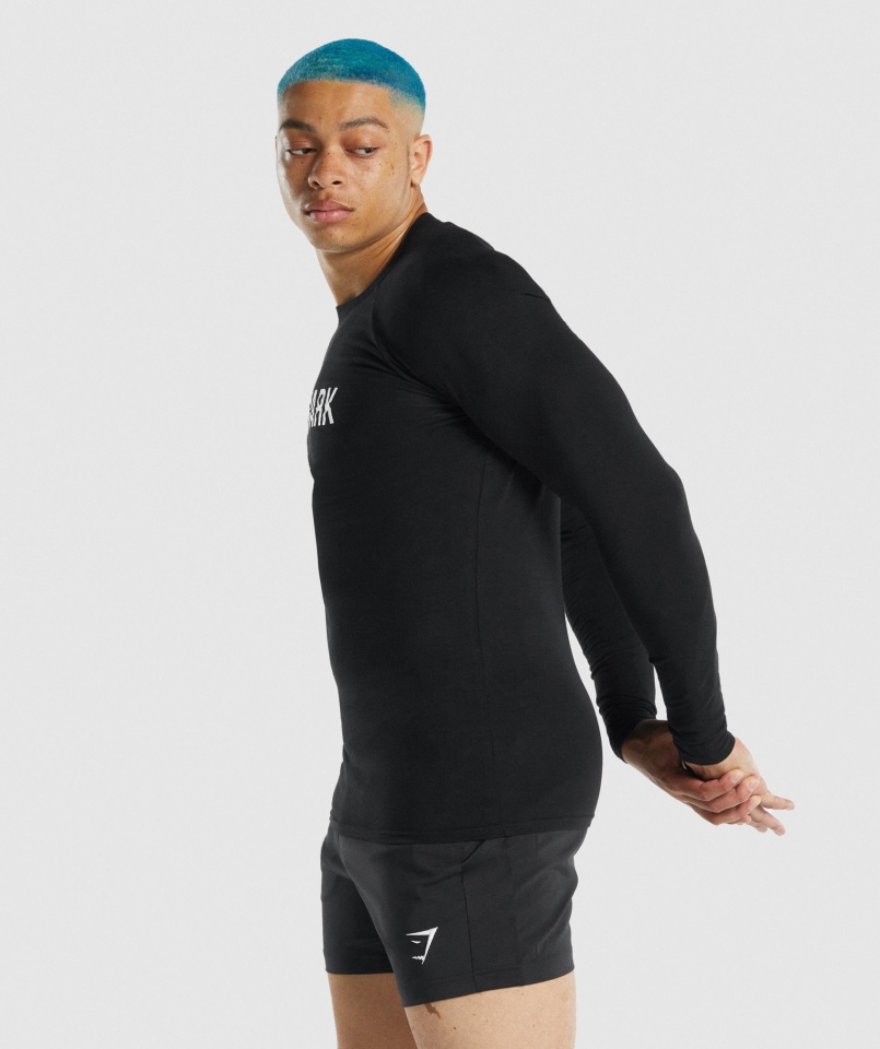 Gymshark Apollo Koszulka Z Długim Rękawem Męska Czarna