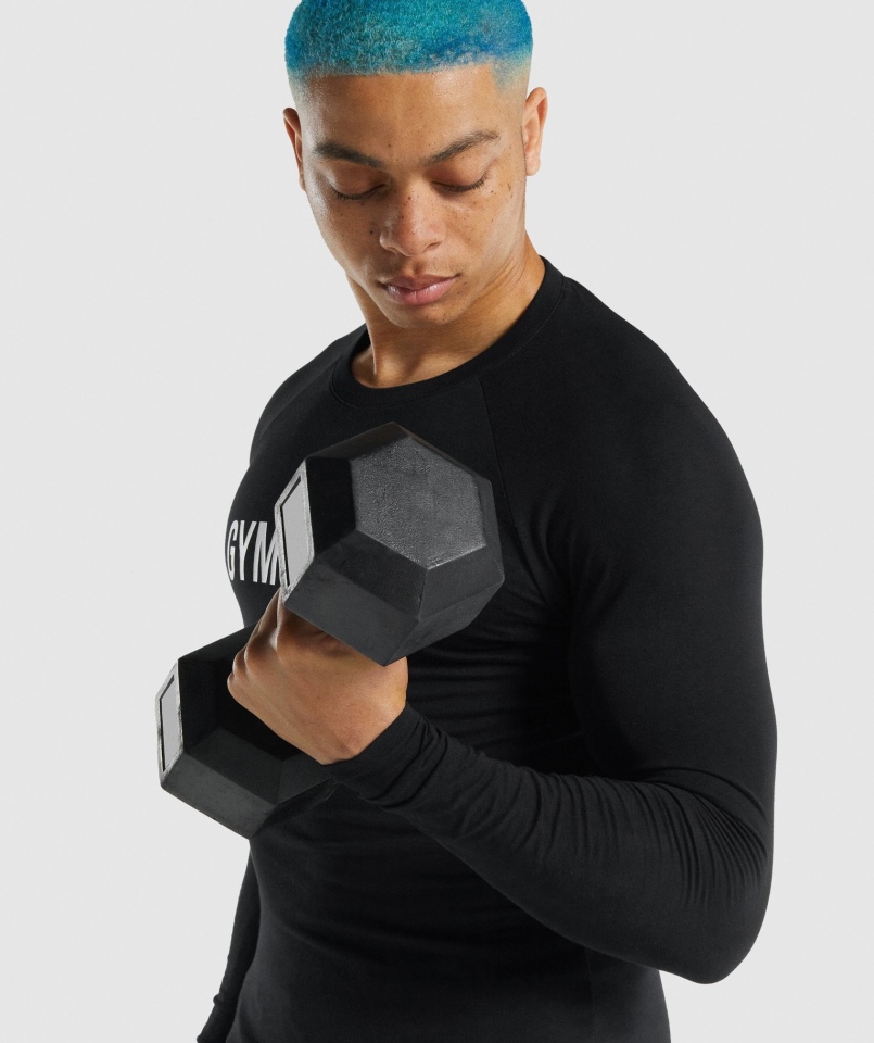 Gymshark Apollo Koszulka Z Długim Rękawem Męska Czarna